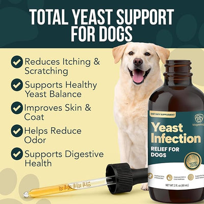 Yeast Infection Treatment for Dogs Drops (7 in 1 Formula) Soothes Itchy & Irritated Skin, Improves Skin and Coat, Dog Yeast Infection Treatment & Anti Yeast Drops for Dogs