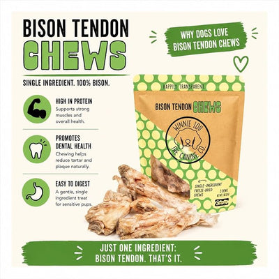 Winnie Lou The Canine Co. Bison Tendon Chews (2 Pack) | Freeze-Dried, Single Ingredient, Fully Digestible