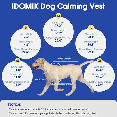 IDOMIK Dog Anxiety Vest, Dog Thunder Jacket Anxiety Calming Vest | Dog Depression & Anxiety Relief,Adjustable,Reflective Strips,for Thunderstorms,Fireworks,Separation,Vet Visit & Grooming