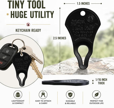 The Original Tick Key - Tick Detaching Device - Portable, Safe and Highly Effective Tick Detaching Tool (Black)