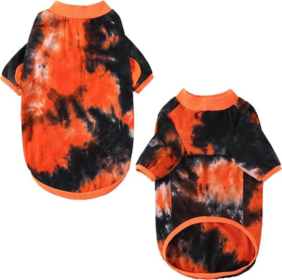 Dog Cotton Black Orange Tie Dye T-Shirts Soft and Stretchy Breathable Pet Shirt Pajamas Pets Clothes for Large Dogs(3XL Black)