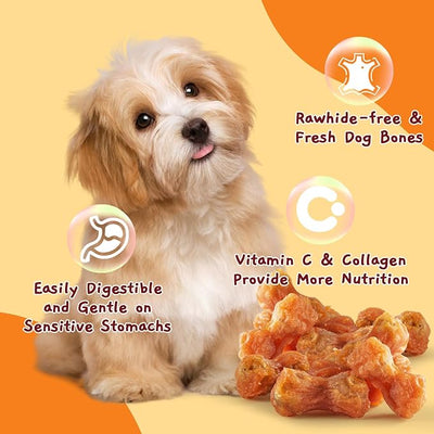 Jungle Calling Dog Treats, 2.5" Chicken Wrapped Peanut Butter Bones, Rawhide Free & Easily Digestible Training Snacks for Small & Medium Dogs, 14 oz, 16 Count
