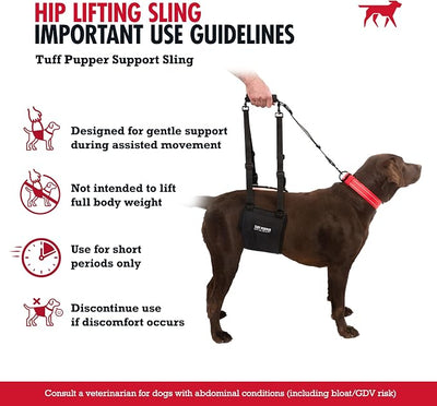 Tuff Pupper Dog Sling Hip Harness | Rear Lift Support for Senior & Injured Dogs | Adjustable Mobility Aid | Strong Padded Handle | Comfortable Design | Hip & Hind Leg Assistance (Medium/Large, Female)