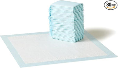 Amazon Basics Disposable Dog Training Pads with 5-Layer Leak-Proof Design, Quick-Dry Surface, Regular, 22 x 22 Inches, 30-Pack