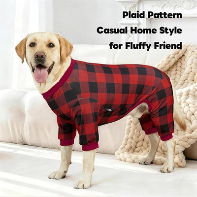 XPUDAC 4 Pack Dog Pajamas for Large Dogs Cats Plaid Doggie Clothes Puppy Onesies Christmas Pajamas Jumpsuits Pet Pjs Shirt Apparel, Plaid, 3X-Large(Chest-26 Back-19.7" Neck-17.3")