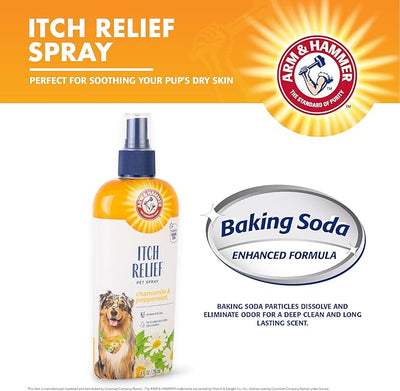 Arm & Hammer for Pets Itch Relief Spray for Dogs, Baking Soda Formula to Soothe Itchy and Irritated Skin and Hot Spots, No-Rinse Application, Chamomile and Peppermint Scent, 8 Fl Oz