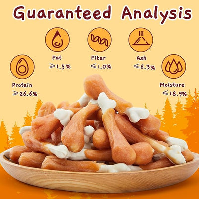 Jungle Calling 1.33 lb Chewy Chicken Dog Treats Real Chicken Calcium Bone, Rawhide Free, Teeth Clean & Breath Fresh Dog Training Treats for Small/Medium Dogs
