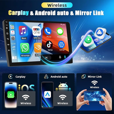 [6+128G] 8-Core Android 15 Car Radio Stereo for Jeep Compass 2017-2020 with Wireless Carplay&Android Auto,10.1 Inch Touchscreen Car Radio with Mirror Link Bluetooth FM/RDS DSP WiFi GPS SWC