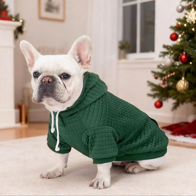 2 Pack Dog Hoodie Sweaters for Small Medium Dogs Warm Dog Clothes for Large Dogs Soft Waffle-Like Laminated Sweatshirt Bulldog (Dark Green+Wine Red, XXS (Back: 8",Chest: 11", Neck: 7.9"))