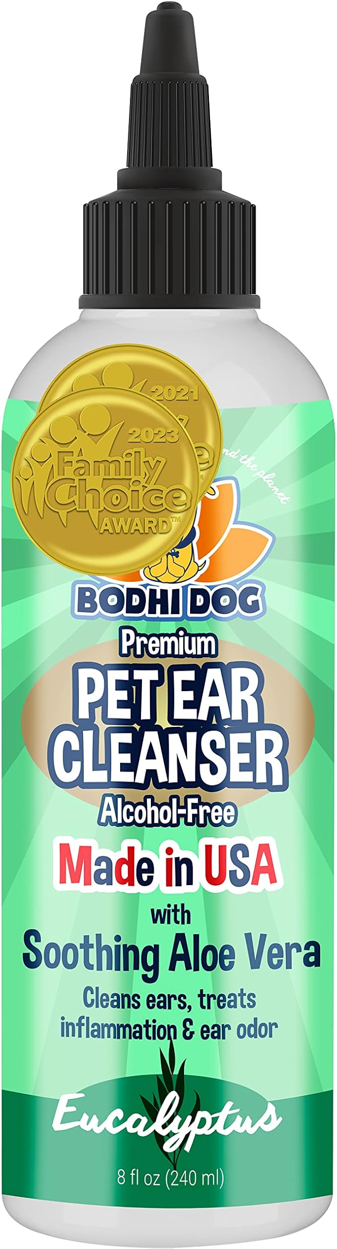 Bodhi Dog Ear Cleaner Solution for Dogs & Cats - Aloe Vera Ear Cleaning Treatment - Gentle, Alcohol-Free Cleanser - Reduces Wax, Odor, & Itching - Safe for Sensitive Skin (8 Fl Oz)