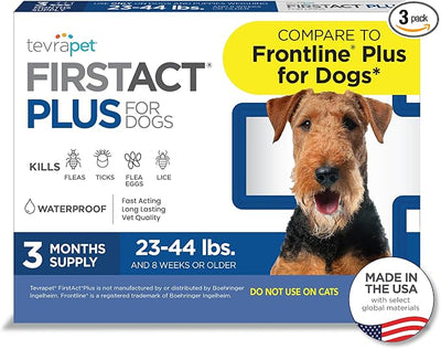 FirstAct Plus Flea Treatment for Dogs, Medium Dogs 23-44 lbs, 3 Doses, Same Active Ingredients as Frontline Plus Flea and Tick Prevention for Dogs