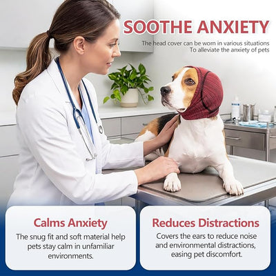 Dog Ear Muffs for Anxiety Relief & Noise Cancelling, Calming Hoodie for Grooming, Bathing, Thunder, & Fireworks,Pink L