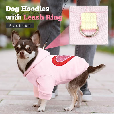 ABRRLO Small Dog Hoodie Clothes Cute Pink Fleece Dog Sweater for Small Dogs Cats Girl Warm Puppy Sweatshirt with Leash D Ring Fall Winter XS Pet Outfits Chihuahua Yorkie Shihtzu Clothing(Cutie Pie,M)