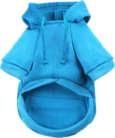 Jecikelon Dog Hoodies for Small Dogs with Zipper Pocket, Soft Fleece Puppy Clothes with Rope Hat, Warm Winter Outfits Cold Weather Coats, Cute Sweatshirt Chihuahua Costume (Small, Y02-Blue)