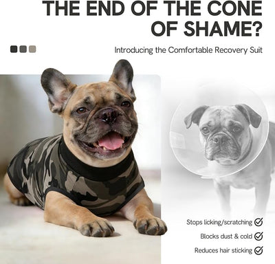 SAWMONG Dog Recovery Suit, Recovery Suit for Dogs After Surgery, Dog Spay Surgical Suit for Female Dogs, Dog Onesie Body Suit for Surgery Male Substitute Dog E-Collar Cone, Camouflage, Small
