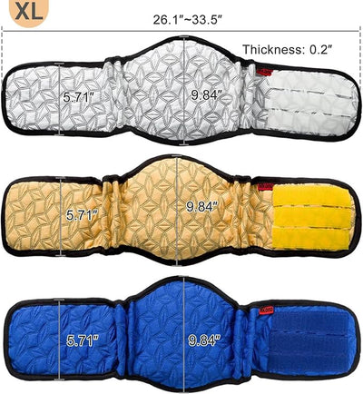 Mkono Male Dog Belly Band Wraps Washable Dog Diapers Male for Small and Medium Dogs, Waist 22.8 Inches to 28.8 Inches(3 Pack,Blue,White,Yellow)