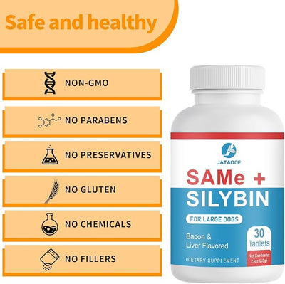 Same and Silybin for Dogs - S-Adenosyl-L-Methionine, Same for Dog, Liver Supplements for Large Dogs, Hepatic Supplement for Liver & Brain, Dog Liver Support (Same+Silybin), All Dogs (Under 120 lbs)