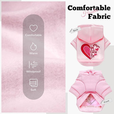 ABRRLO Small Dog Hoodie Clothes Cute Pink Fleece Dog Sweater for Small Dogs Cats Girl Warm Puppy Sweatshirt with Leash D Ring Fall Winter XS Pet Outfits Chihuahua Yorkie Shihtzu Clothing(Cutie Pie,S)