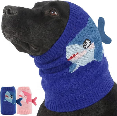 Nanaki Soft Dog Ear Muffs Noise Protection for Thunder Fireworks Dog Ear Cover for Grooming Bath,Comfort Calming No Shake Ear Wraps for Dogs Hematoma,Snoods for Eating Drinking with Cute Shark