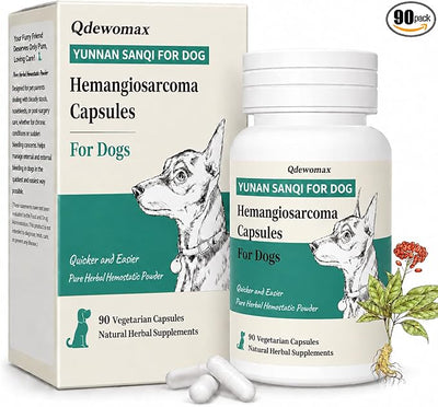Yunan Sanqi Hemostatic Capsules for Dogs, for Hemangiosarcoma, Hemoabdomen, Pericardial Effusion, Cancer Bleeding, Severe Bruising, Ulcer-Related Bleeding