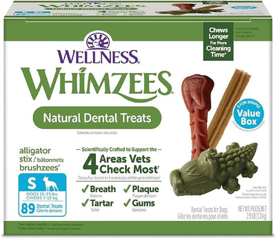 Wellness WHIMZEES Value Pack Natural Dog Dental Treat, Chews, Freshens Breath, Small Size, 47.1 oz Box, 89 Count