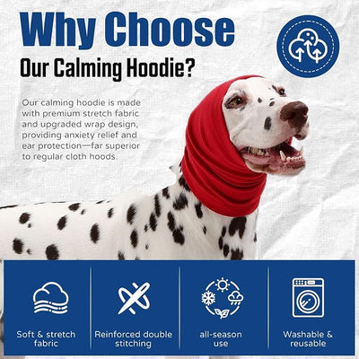 Dog Calming Hoodie Quiet Head Cover Sleeves Anxiety Relief/Noise Protection - Grooming - Thunder - Fireworks