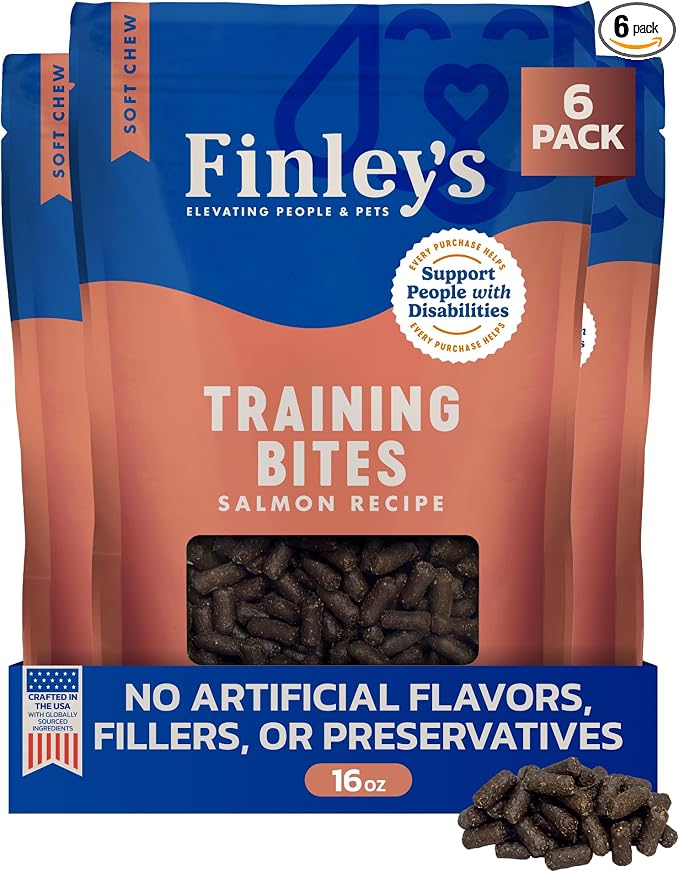 Finley's Training Treats for Puppies, Soft Salmon Dog Treats for All Dogs and Sizes, Limited Ingredient, Low Calories, 16oz, 6 Pack