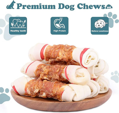 Dog Treats Chicken Wrapped Rawhide Bones and Chicken Jerky for Dogs Treats Training Snacks Dog Chews