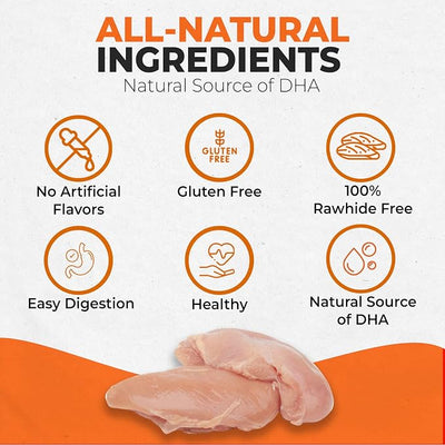 Canine Naturals Puppy Chicken and Rice Chew - Rawhide Free Puppy Treats - Made with USA Chicken - All-Natural & Easily Digestible - 10 Pack of 5-Inch Sticks for Puppies