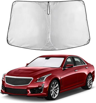 EcoNour Windshield Sunshade Compatible for Cadillac CTS 2014-2017 2018 2019, Sun Visor for Front Windshield & Window Sun Shade Cover, UV Heat Blocker & Protector, Car Accessories