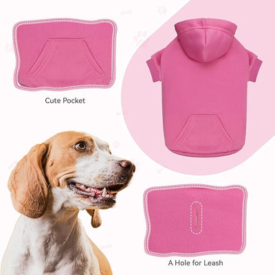 Dog Sweaters for Large Dogs,Dog Hoodie Sweater Solid Soft Brushed Fleece Pet Clothes Pet Hoodie Sweatshirt with Pocket(Pink-XL)
