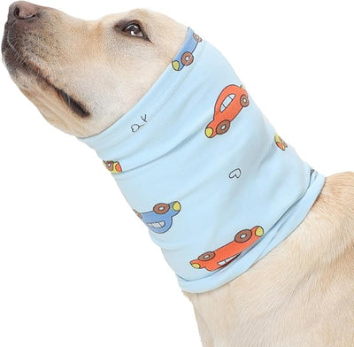 Nanaki Soft Dog Ear Covers For Blow Drying Grooming-Quiet Dog Noise Cancelling Ear Muffs Protection For Sound Thunderstorm,Fireworks,No Shake Head Wrap Hematoma Anti-Scratching,Snood Protector Blue,XL