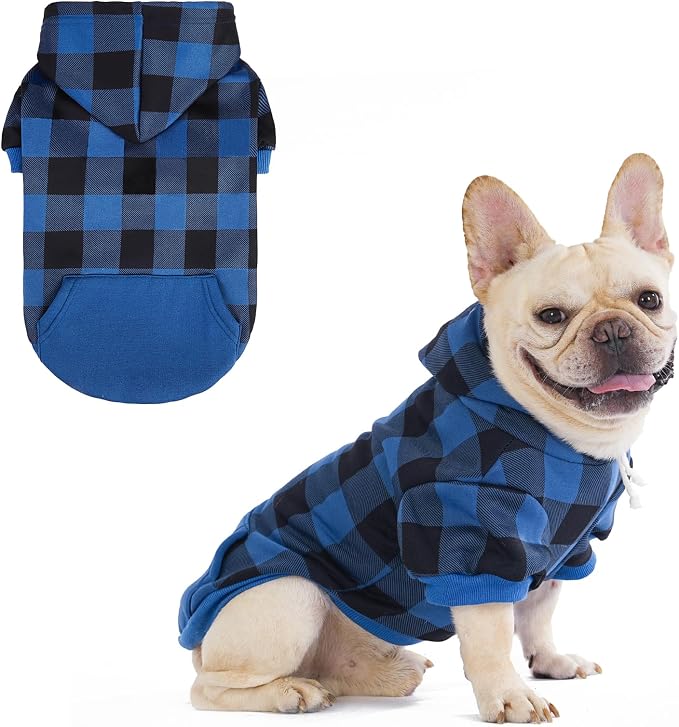KOOLTAIL Plaid Dog Hoodie Pet Clothes Sweaters with Hat