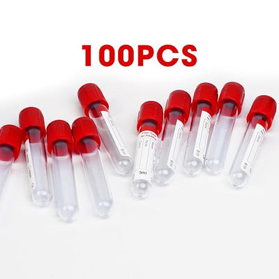 Specimen Collection Tubes 5ml Lab Vacuum Plain Tube for Pet Animals Veterinary Lab Supplies 100 Pcs Wrap Packaging