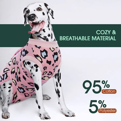 Kuoser Dog Recovery Suit for Dogs After Surgery,Professional Surgical Onesie for Female Male Dogs Spay Neuter,Soft Dog Surgery Suit Bodysuit for Abdominal Wounds Skin Disease,Pink Leopard M