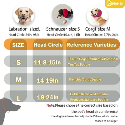 Dog Ear Covers,Dog Ear Muffs Noise Protection,No Flap Ear Wrap for Dogs Hematoma Recovery,Adjustable Calming Hoodie Shower Cap for Grooming,Bathing,Swimming & Anxiety Relief(Fuchsia&Yellow,S)