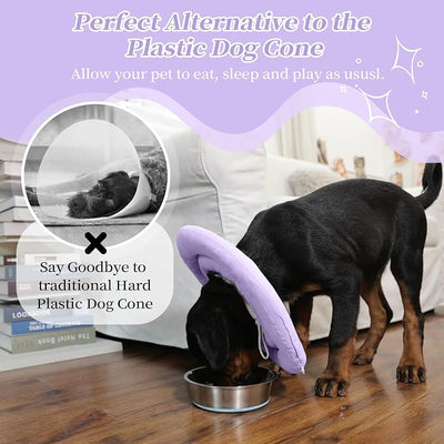 IDOMIK Dog Cone,Waterproof Dog Recovery Collars & Cones,Comfy Protective Pet Neck Donut Collar After Surgery,Soft Cone for Dogs to Stop Licking,Adjustable Elizabethan Collar for Dogs & Cats,Purple,M