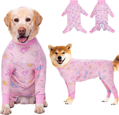 Dog Recovery Suit After Surgery Female Male, Medium Large Dog Neuter Shirt Cone Alternatives Prevent Licking Surgical Onesies (Elephant, 2XL)