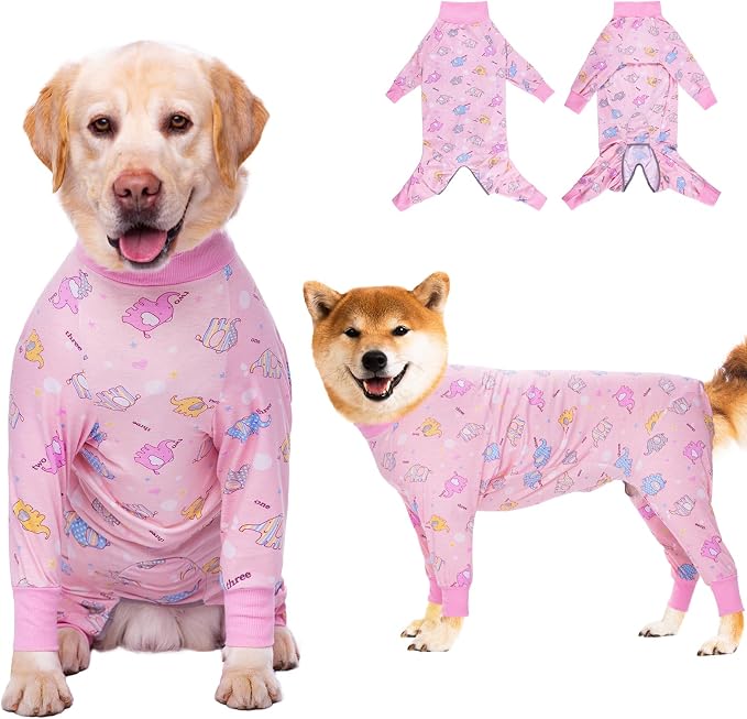 Dog Recovery Suit After Surgery Female Male, Medium Large Dog Neuter Shirt Cone Alternatives Prevent Licking Surgical Onesies (Elephant, 2XL)