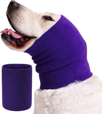 Dog Calming Band Cat and Dog Anxiety Relief Cover,Double Layer Thickened Pet Ears Elastic Neck Band Noise Cancelling Ear Muffs for Anxiety Relief/Noise Protection,Grooming,Thunder,Fireworks