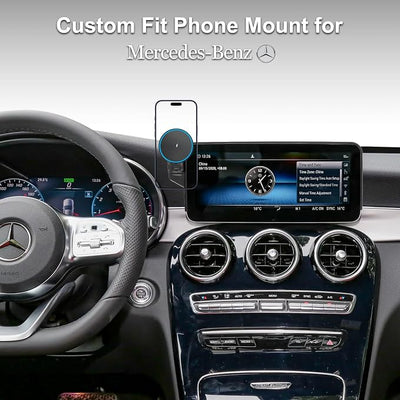 Car Phone Holder for Mercedes-Benz 2020-2022 GLC & 2019-2021 C-Class & 2020-2022 V-Class, 15W Magnetic Wireless Car Charger, for MagSafe Phone Mount, 10.25-Inch Center Screen, Strong Magnet, OEM-Style