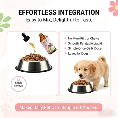 Liquid Collagen for Dogswith Micro Peptide Repair System Liquid Support for Mobility, Skin & Coat, Hip & Joint Care for Small Medium Large Breeds with Hyaluronic Acid & Types I, Ii & Iii Collagen