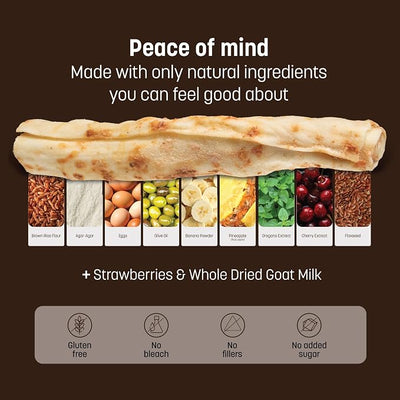 Earth Animal No-Hide Rolls Strawberries & Cream Vegetarian Recipe Small Natural Rawhide Alternative Dog Chews, 6 Pack Value Pack