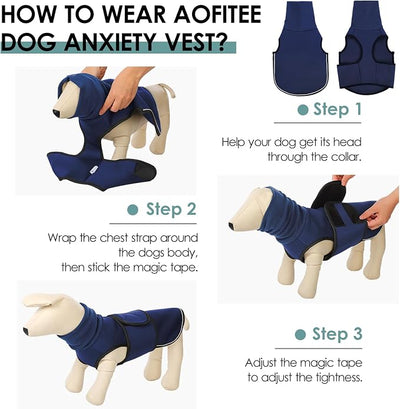 AOFITEE Dog Anxiety Vest, Dog Anxiety Calming Hoodie, Pet Thunder Jacket Calming Shirt for Fireworks, Thunder, Travel, Separation, Noise Block & Ear Protection Recovery