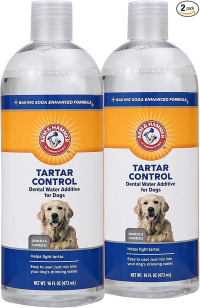 Arm & Hammer Clinical Care Dental Rinse for Adult Dogs, Odorless Flavorless Water Additive for Daily Plaque, Tartar, and Bad Breath Control, Baking Soda Enhanced Formula, 16 Fl Oz - 2 Pack