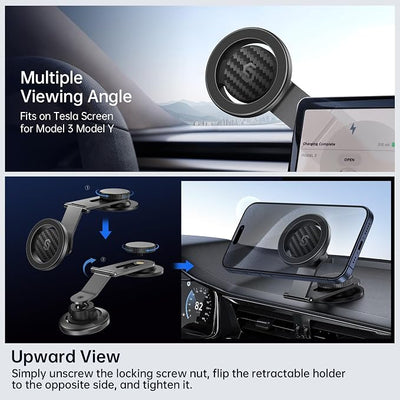 SYNCWIRE Fits MagSafe Car Mount for Universal Dashboard,Tesla Screen,Magnetic Phone Holder for Car, Foldable Aluminum Alloy Arm, Super Stable Car Mount for iPhone 17 Pro Max 16 15 14 13 12&All Phones