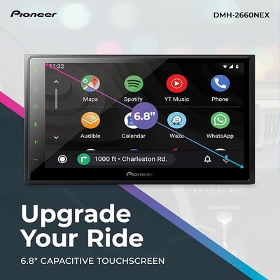 Pioneer DMH-2660NEX 6.8" Capacitive Touchscreen, Double Din – Wired Apple CarPlay & Android Auto, Amazon Alexa, Bluetooth, Backup Camera, FLAC, HD Radio, Hi-Volt RCA