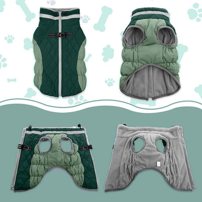 Lelepet Warm Dog Winter Coat Dog Coats for Small Dogs Waterproof Dogs Jacket with Harness Built in Reflective Cold Weather Coats Windproof Zip-Up Winter Fleece Vest Snowsuit Yorkie Teal Green S