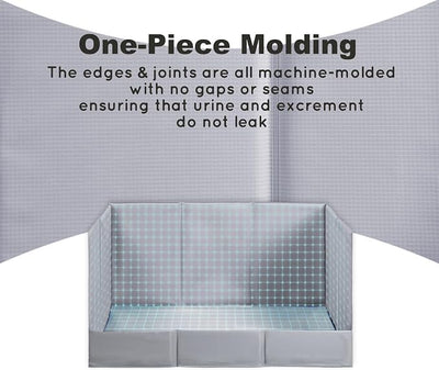 HQ4US 4LEGS Dog Litter Box, Pee Pad Holder Foldable, 22''x 22'' Indoor Dog Potty Tray for Medium Dogs, High Walls, Seamless, No Assembly, Waterproof, Easy to Clean, No Spill,Portable for Travel