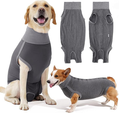 Dotoner Dog Surgery Recovery Suit Dog Suit for Male Female Neuter Anti-Lick Abdominal Wounds Bite Protective Outfit Alternative E-Collar & Cone Breathable Spay Suit for Medium Large Dogs
